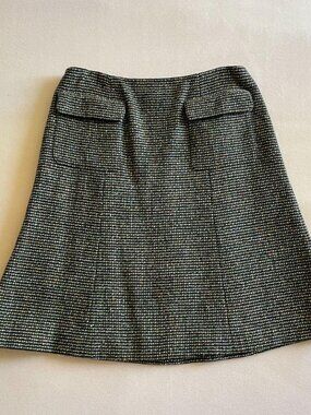 CHANEL Green Wool and Silk Tweed Skirt, Size: Fr 42; US 10